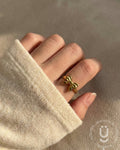 Anti-Tarnish Gold Bow Finger Ring With Adjustable Size