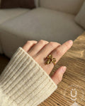 Anti-Tarnish Gold Bow Finger Ring With Adjustable Size