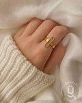 Anti-Tarnish Gold Finger Ring With Adjustable Size