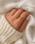 Anti-Tarnish Gold Finger Ring With Adjustable Size