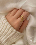 Anti-Tarnish Gold Finger Ring With Adjustable Size