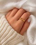 Anti-Tarnish Gold Finger Ring With Adjustable Size