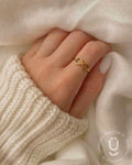 Anti-Tarnish Gold Finger Ring With Adjustable Size