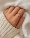 Anti-Tarnish Gold Finger Ring With Stone Adjustable Size