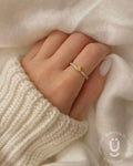 Anti-Tarnish Gold Finger Ring Triangle Stone Adjustable Size