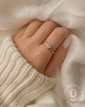 Anti-Tarnish Gold Finger Ring Heart Stone Adjustable Size