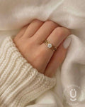 Anti-Tarnish Gold Finger Ring Stone Adjustable Size