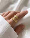 Anti-Tarnish Gold Leaf Finger Ring Adjustable Size
