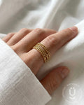 Anti-Tarnish Gold Finger Ring Adjustable Size