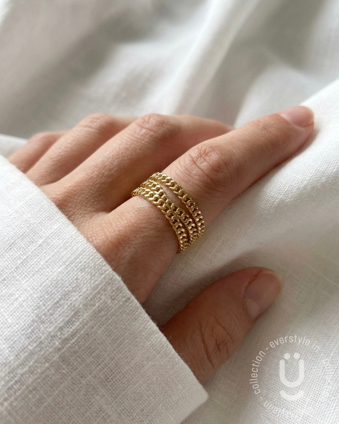 Anti-Tarnish Gold Finger Ring Adjustable Size