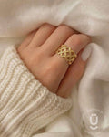 Anti-Tarnish Gold Finger Ring Adjustable Size