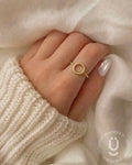 Anti-Tarnish Gold Round Finger Ring Adjustable Size