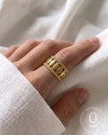 Anti-Tarnish Gold Finger Ring Adjustable Size