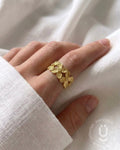 Anti-Tarnish Gold Flower Finger Ring Adjustable Size