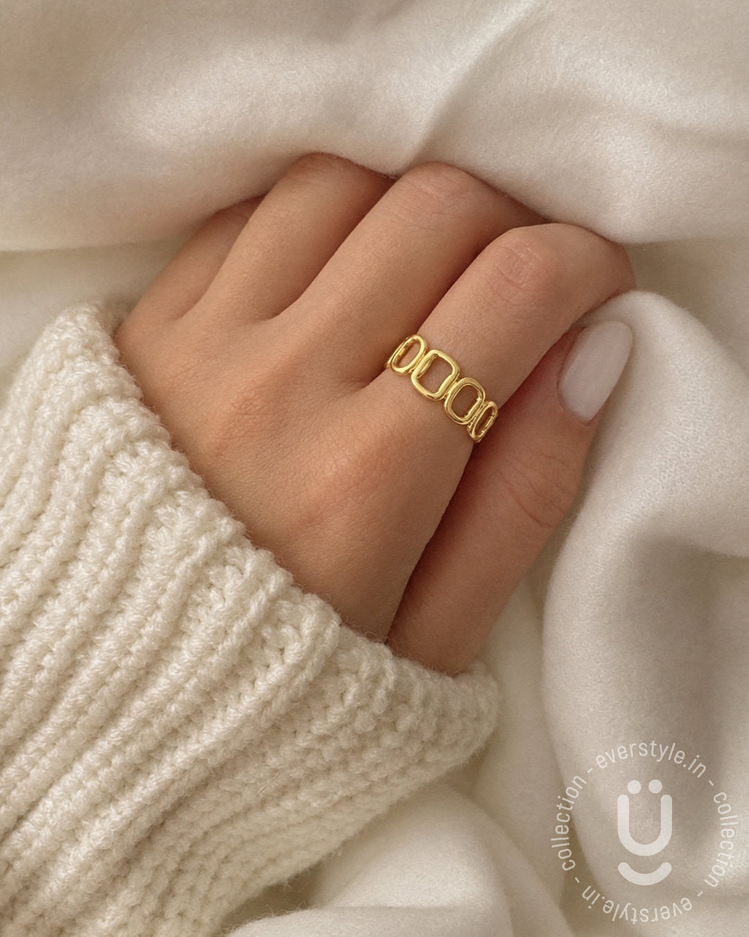 Anti-Tarnish Gold Finger Ring Adjustable Size