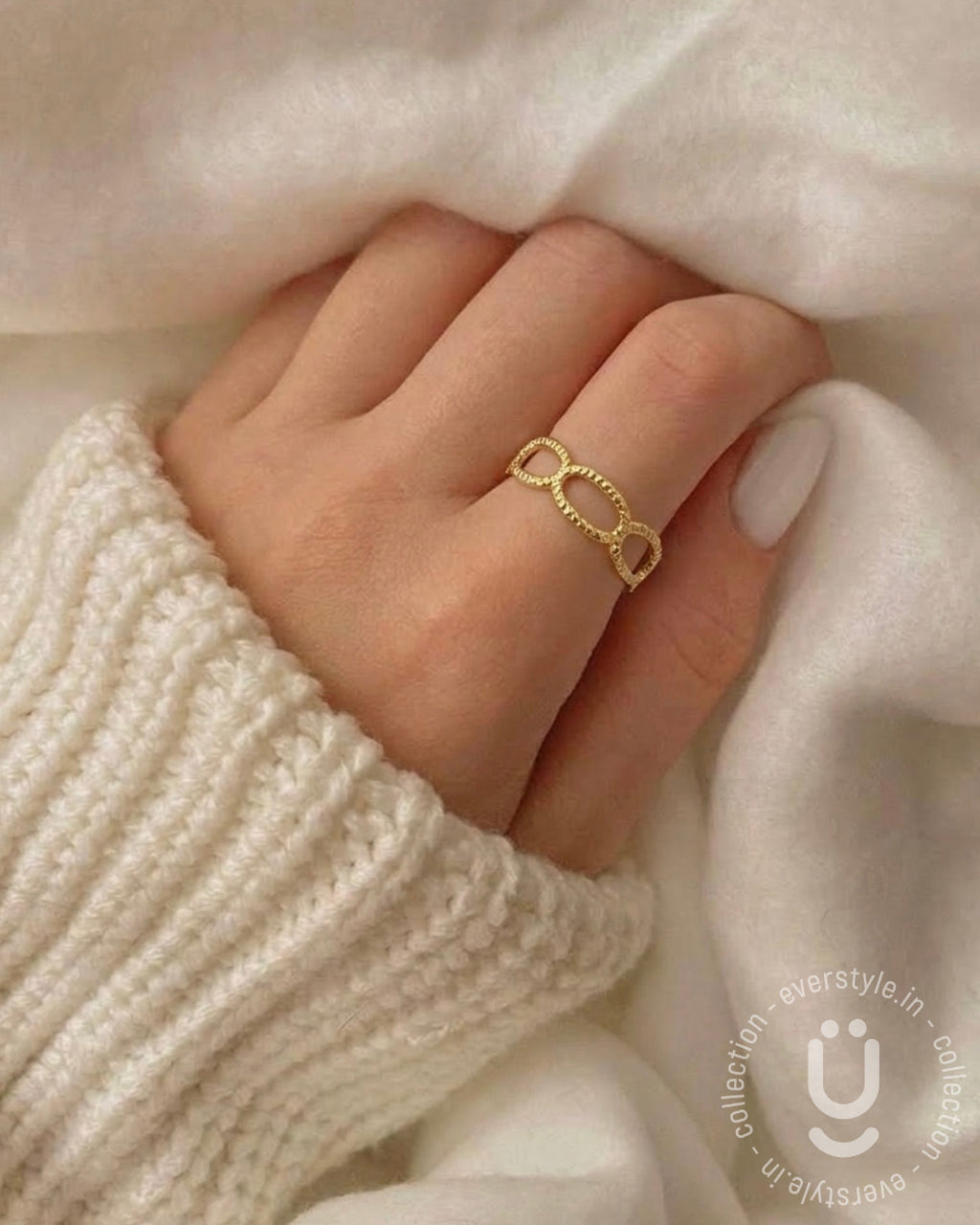 Anti-Tarnish Gold Finger Ring Adjustable Size