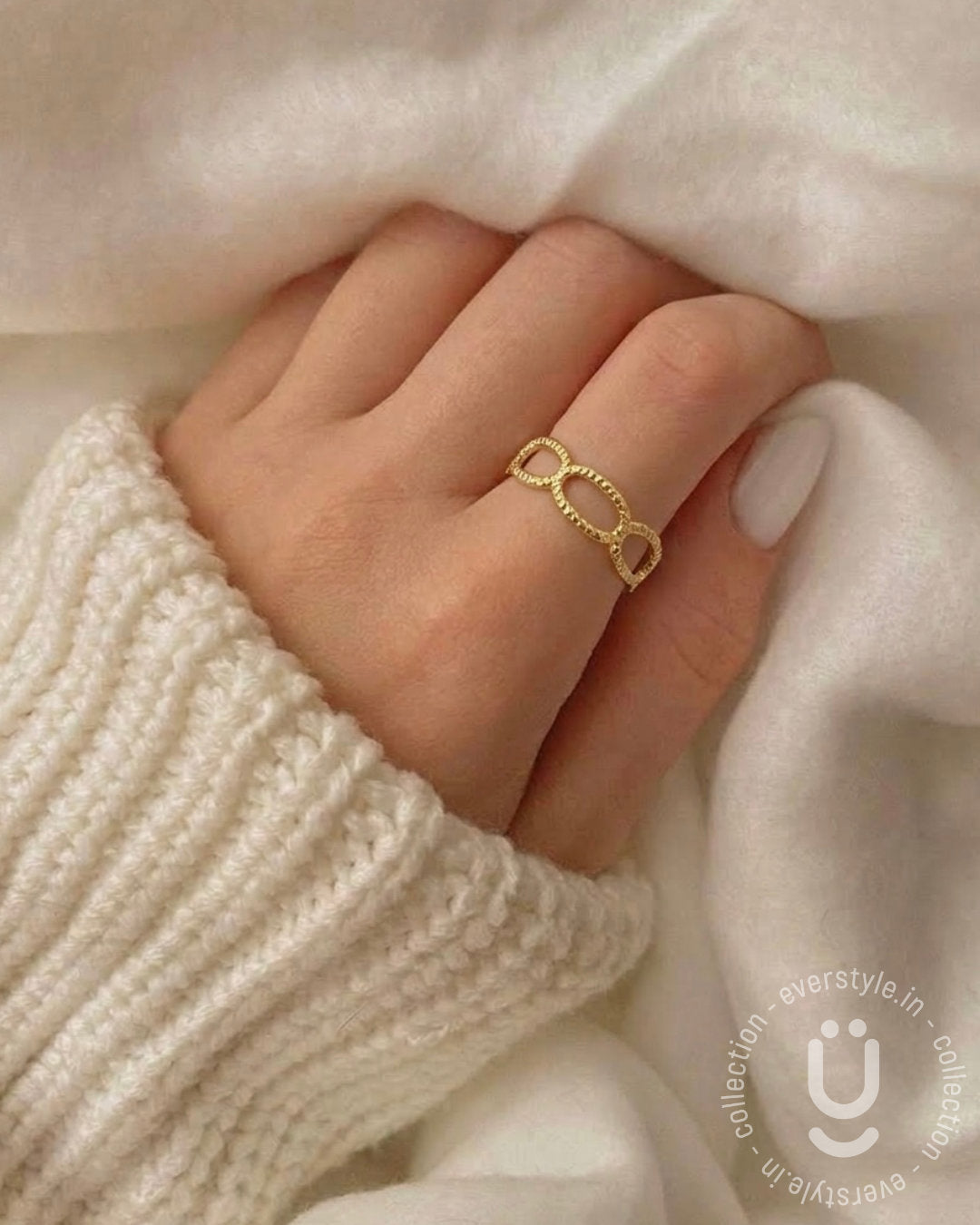 Anti-Tarnish Gold Finger Ring Adjustable Size