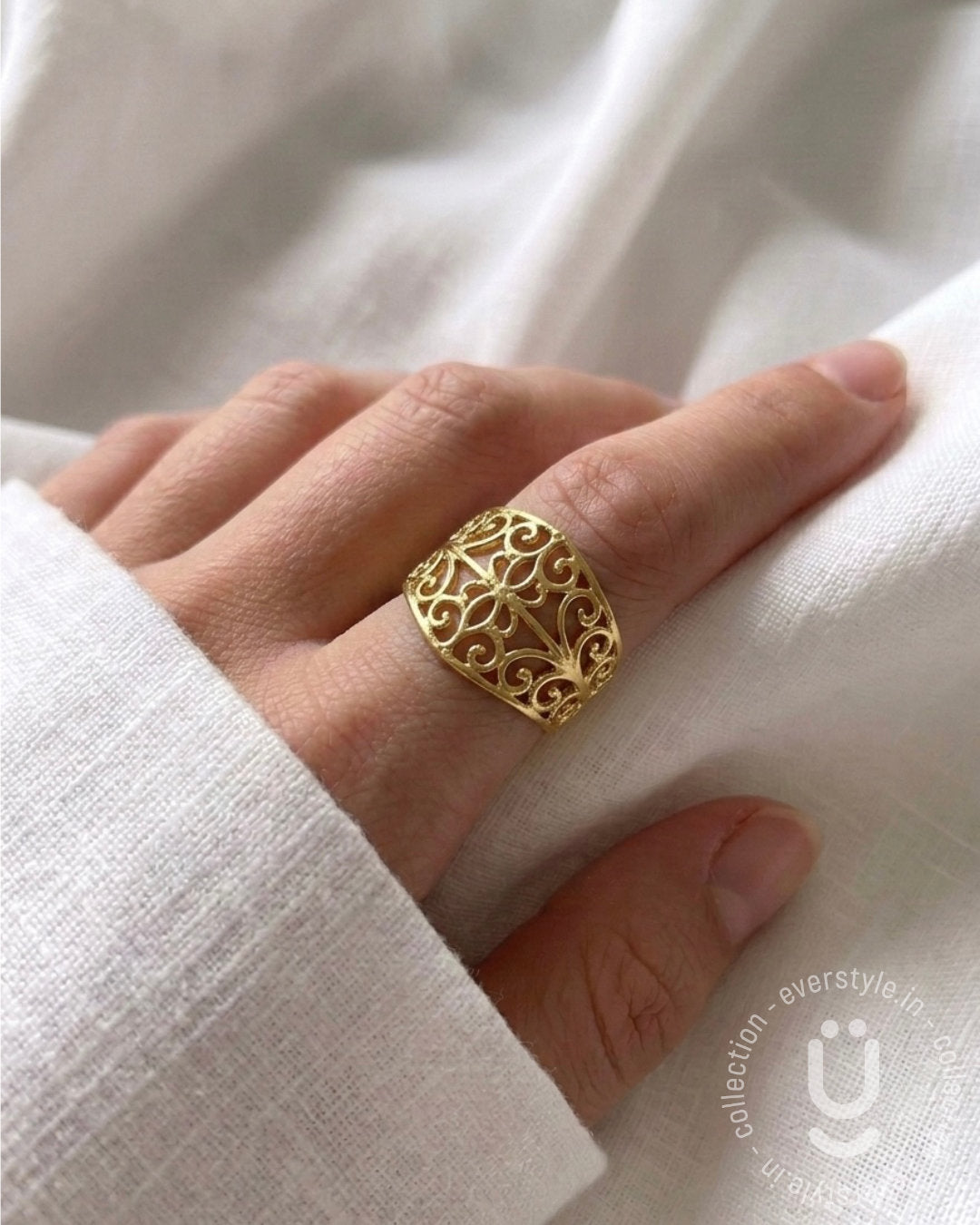 Anti-Tarnish Gold Finger Ring Adjustable Size