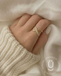 Anti-Tarnish Gold Infinity Stone Finger Ring Adjustable