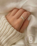 Anti-Tarnish Gold Infinity Stone Finger Ring Adjustable