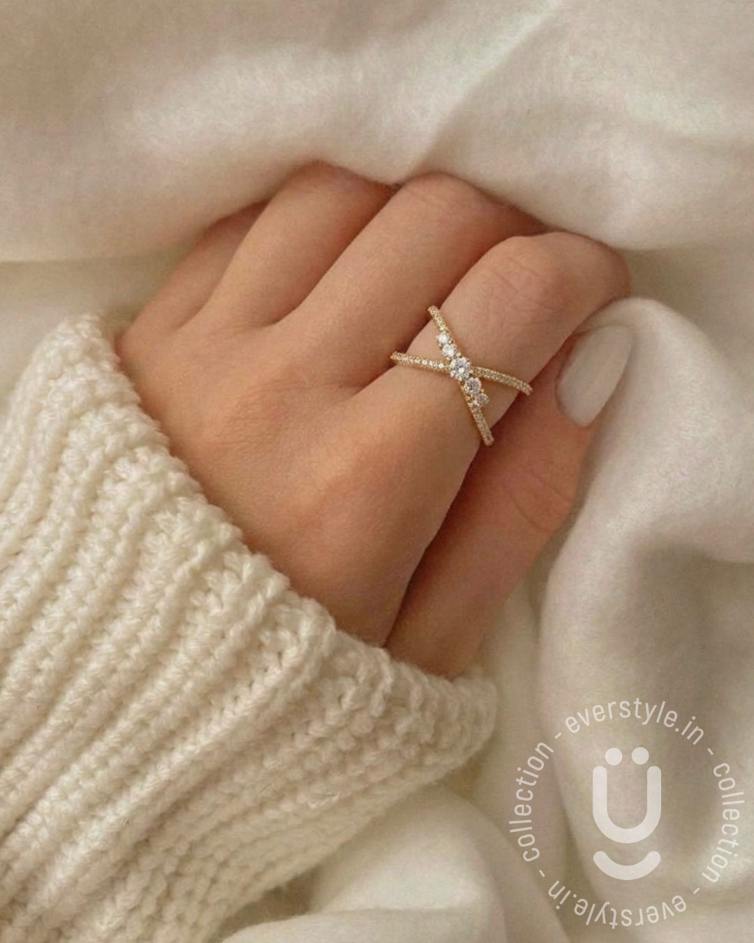 Anti-Tarnish Gold Infinity Stone Finger Ring Adjustable