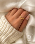 Anti-Tarnish Gold V Finger Ring Adjustable