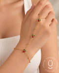 Anti-Tarnish Gold Red Tulip Hand Chain Adjustable