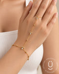 Anti-Tarnish Gold White Tulip Hand Chain Adjustable