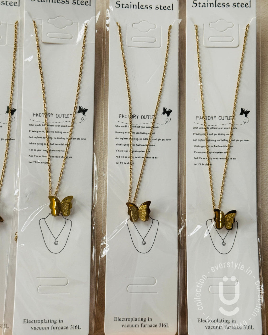 Anti-Tarnish Gold Butterfly Pendant Necklace