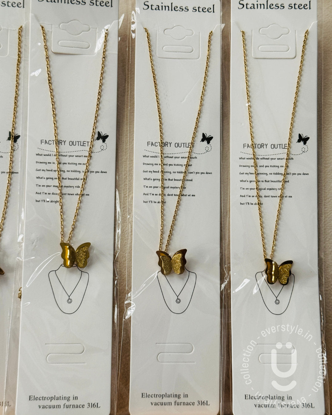 Anti-Tarnish Gold Butterfly Pendant Necklace