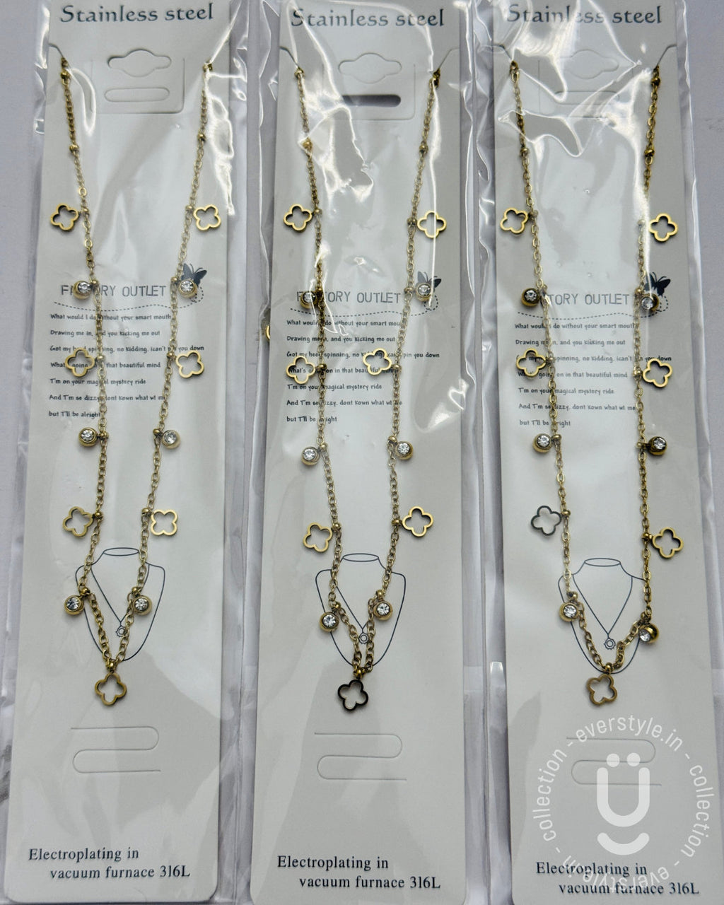 Anti-Tarnish Gold Clover Charms Necklace