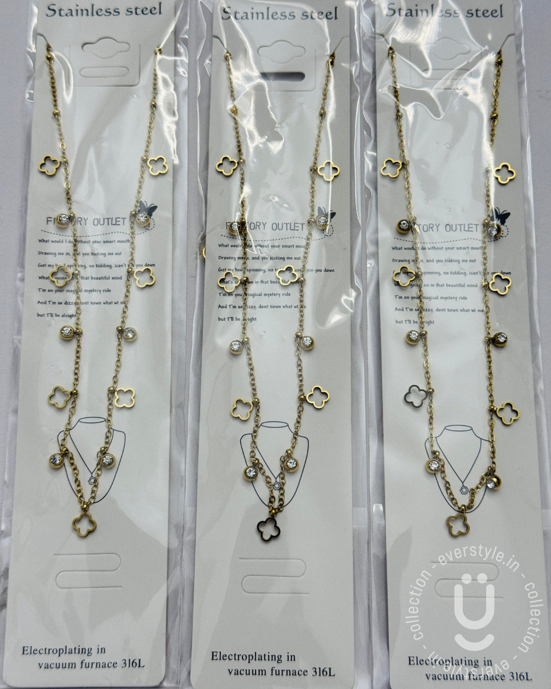 Anti-Tarnish Gold Clover Charms Necklace