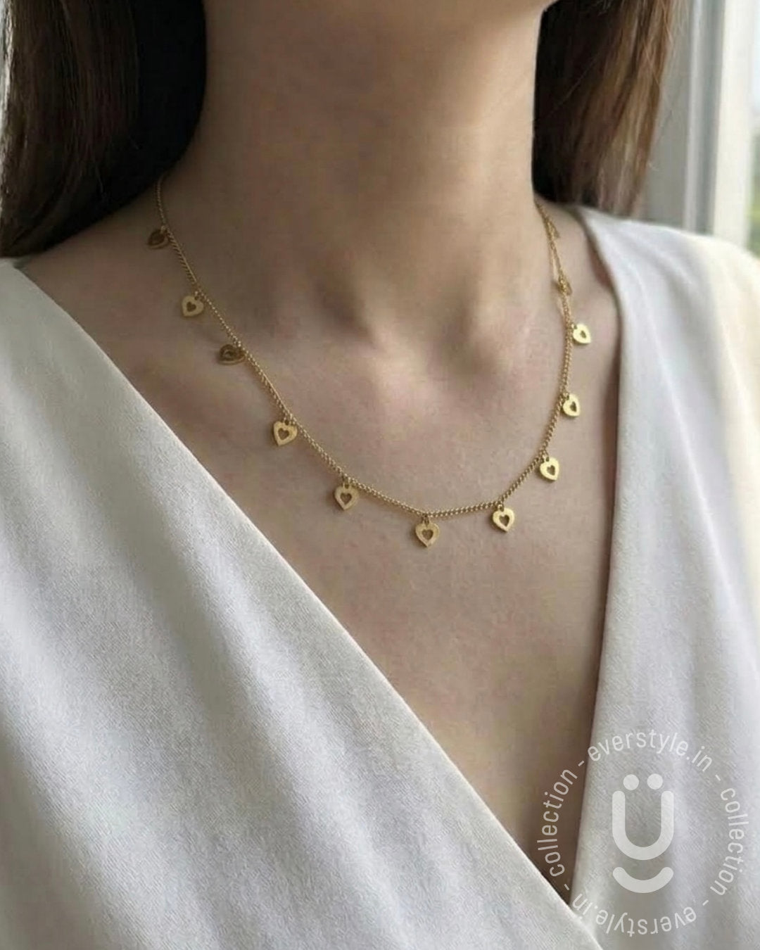 Anti-Tarnish Gold Heart Charms Necklace