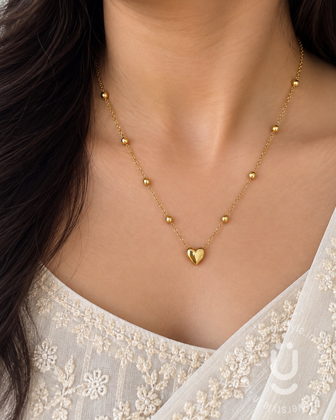 Anti-Tarnish Gold Heart Pendant Necklace