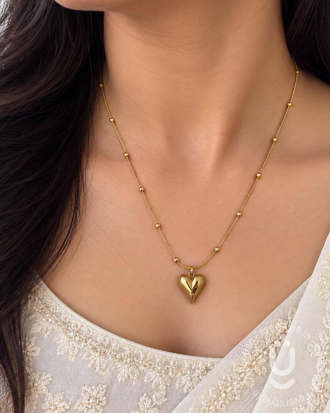 Anti-Tarnish Gold Heart Pendant Necklace