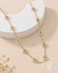 Anti-Tarnish Gold Flower Pearl Necklace