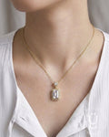 Anti-Tarnish Gold White Stone Pendant Necklace