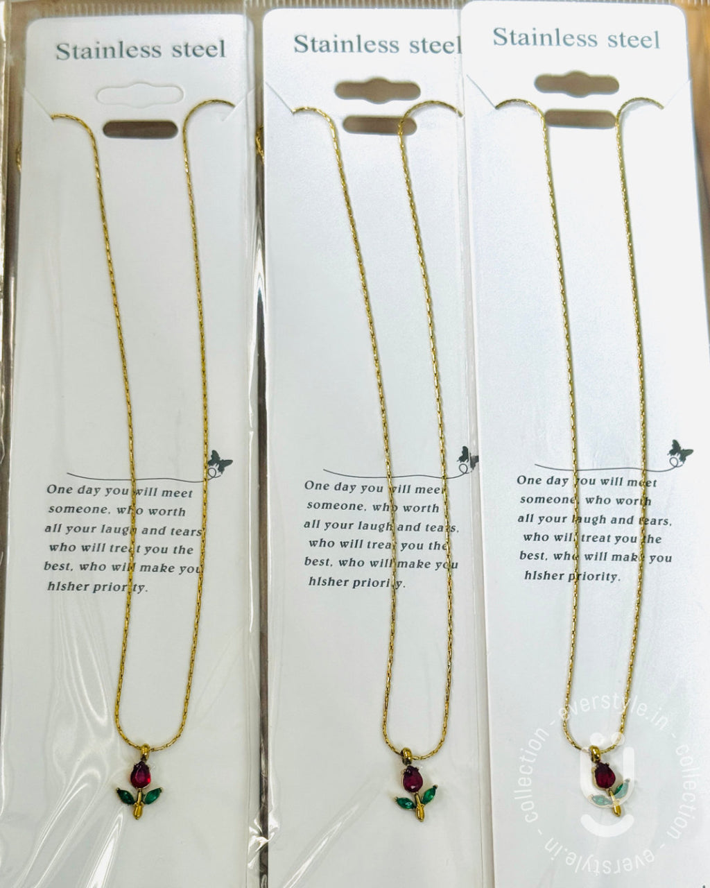 Anti-Tarnish Gold Tulip Pendant Necklace