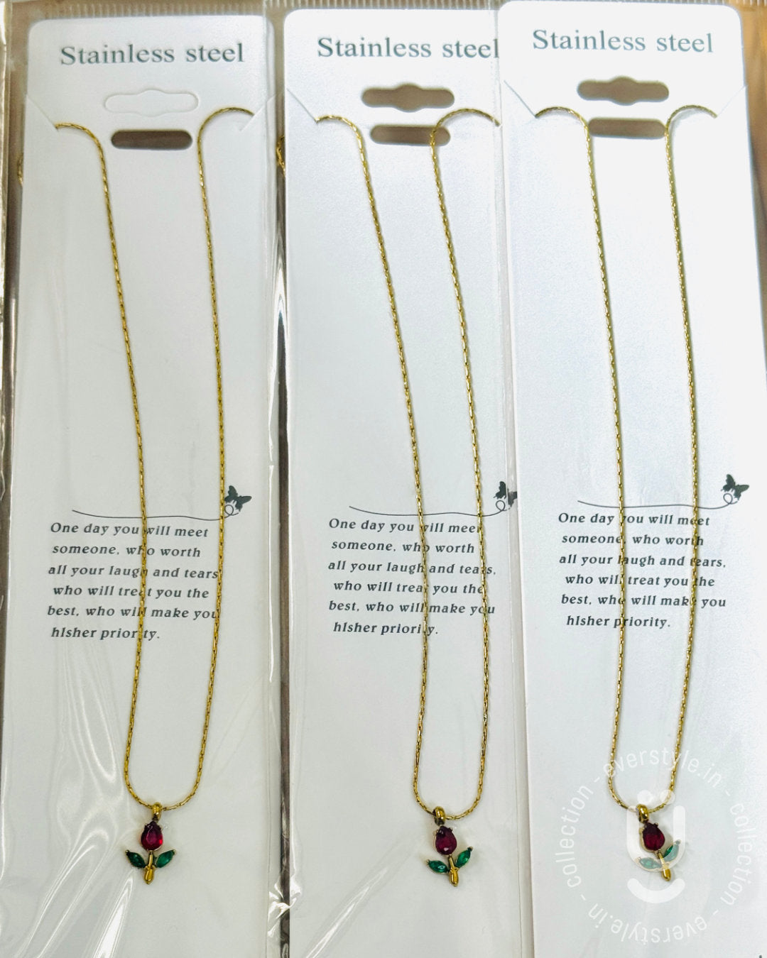 Anti-Tarnish Gold Tulip Pendant Necklace