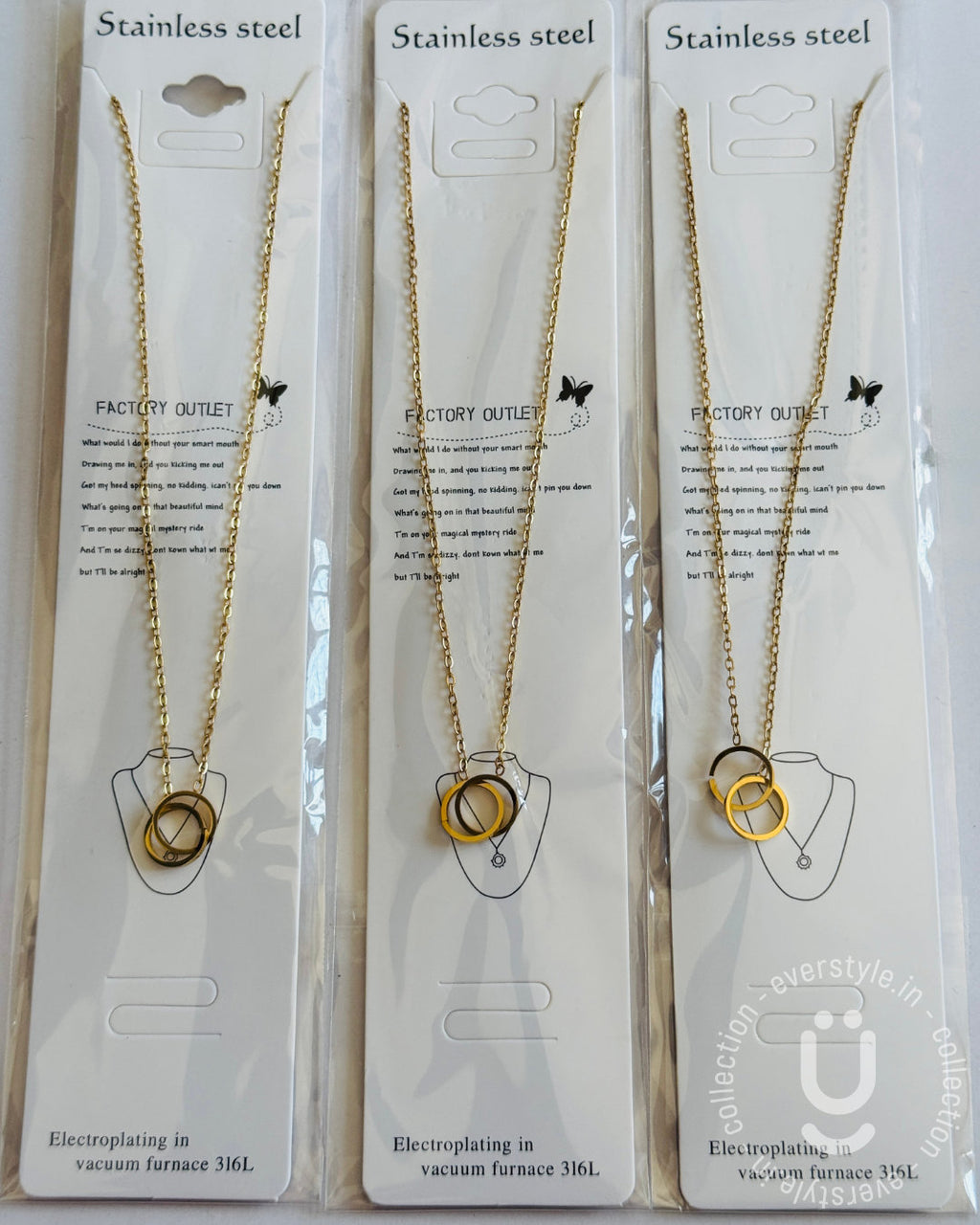 Anti-Tarnish Gold Double Round Pendant Necklace