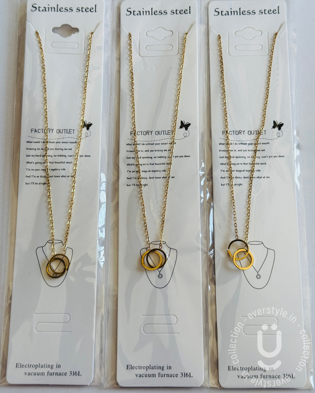 Anti-Tarnish Gold Double Round Pendant Necklace