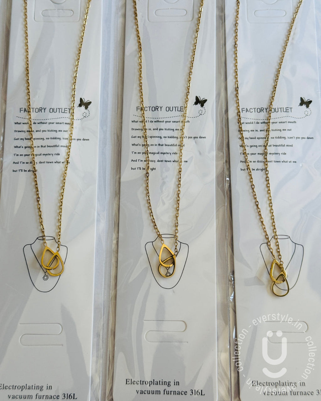 Anti-Tarnish Gold Double Drop Pendant Necklace