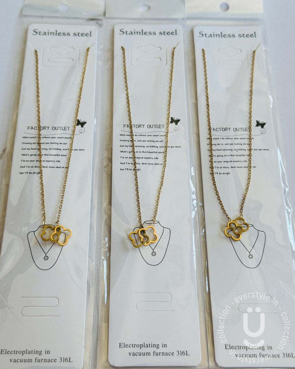 Anti-Tarnish Gold Double Clover Pendant Necklace