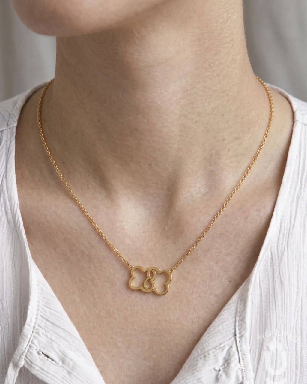 Anti-Tarnish Gold Double Clover Pendant Necklace