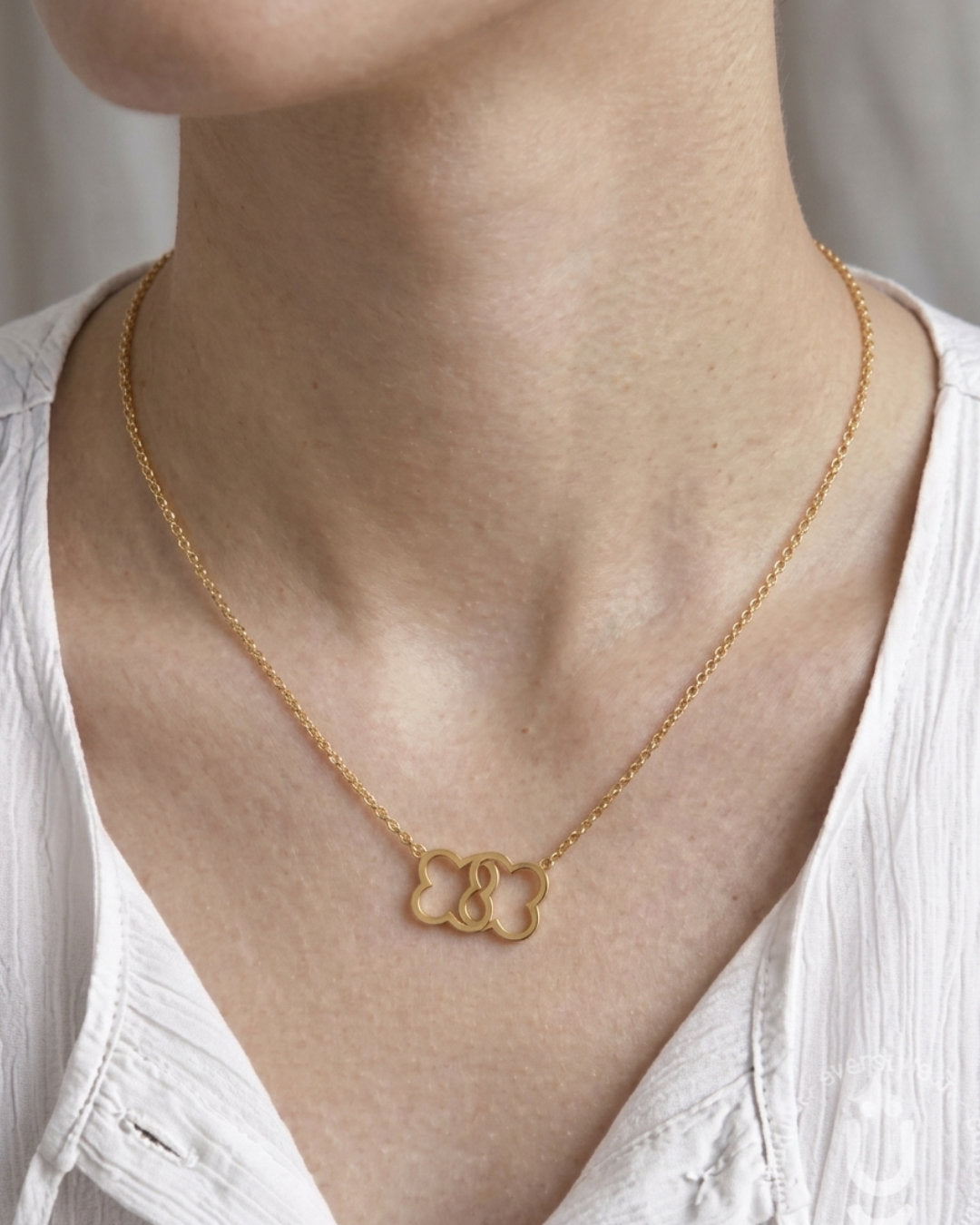 Anti-Tarnish Gold Double Clover Pendant Necklace