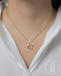 Anti-Tarnish Gold Double Triangle Pendant Necklace