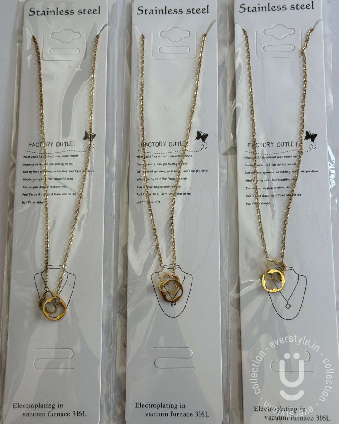 Anti-Tarnish Gold Double Clover Pendant Necklace