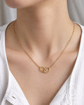 Anti-Tarnish Gold Double Ovel Necklace