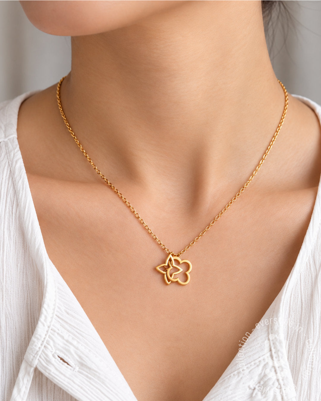 Anti-Tarnish Gold Double Clover & Star Necklace