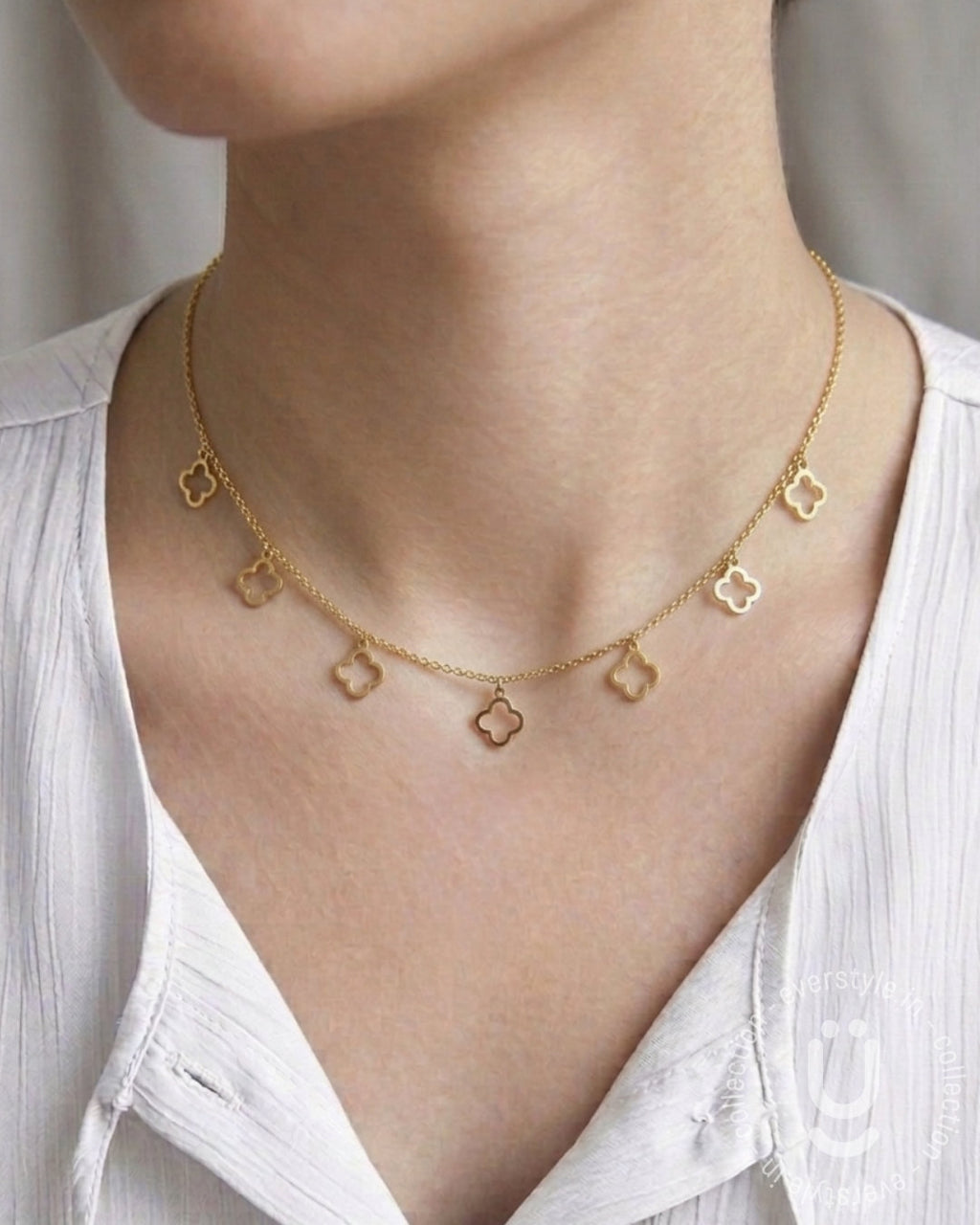 Anti-Tarnish Gold Clover Necklace